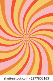 Groovy retro burst sun rays background. Vintage colorful abstract geometric pattern. Vector summer hippie carnival illustration for poster, flyer, greeting card, banner.