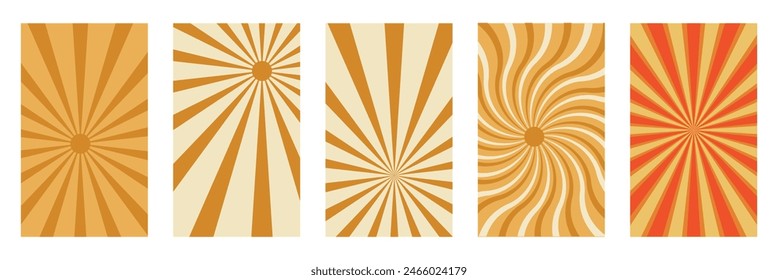 Groovy retro burst sun rays background.Vector summer hippie carnival illustration for poster, flyer, greeting card, banner. Vintage colorful abstract geometric pattern.  7891