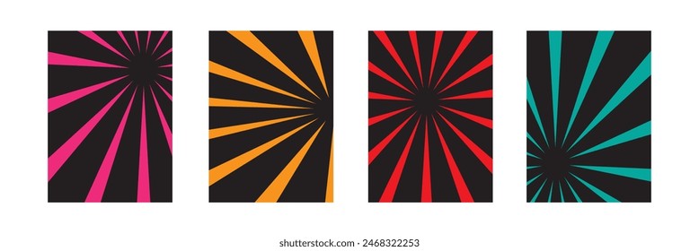Groovy retro burst sun rays background. Vintage colorful abstract geometric pattern design eps 10