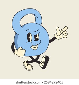 Groovy Retro Cartoon Weightlifting Character