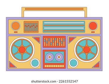 Groovy retro cassette tape recorder Retro cartoon vector illustration on white background.