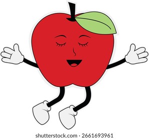 Caractere retrô Groovy isolado no plano de fundo branco. Ilustração de vetor plano.