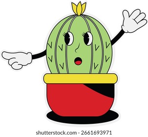 Groovy Retro Character Isolated on White Background. Flat Vector Illustration.