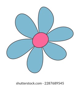 Groovy retro daisy. Vintage hippie psychedelic flower.
