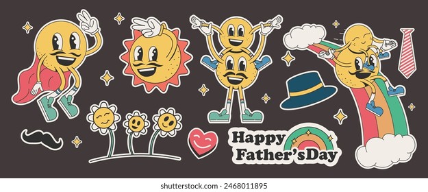 Groovy retro Father's Day  element vector