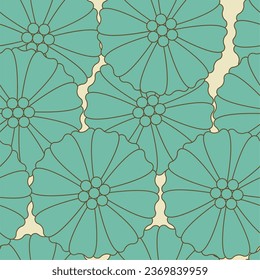 Groovy retro flower seamless pattern. Suitable for backgrounds, wallpapers, fabrics, textiles, wrapping papers, printed materials, and many more.