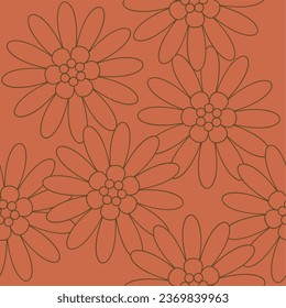 Groovy retro flower seamless pattern. Suitable for backgrounds, wallpapers, fabrics, textiles, wrapping papers, printed materials, and many more.