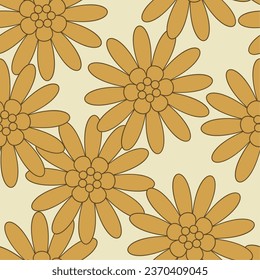 Groovy retro flower seamless pattern. Suitable for backgrounds, wallpapers, fabrics, textiles, wrapping papers, printed materials, and many more.