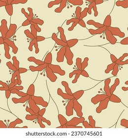 Groovy retro flower seamless pattern. Suitable for backgrounds, wallpapers, fabrics, textiles, wrapping papers, printed materials, and many more.