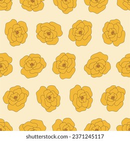 Groovy retro flower seamless pattern. Suitable for backgrounds, wallpapers, fabrics, textiles, wrapping papers, printed materials, and many more.