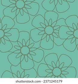 Groovy retro flower seamless pattern. Suitable for backgrounds, wallpapers, fabrics, textiles, wrapping papers, printed materials, and many more.