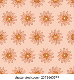 Groovy retro flower seamless pattern. Suitable for backgrounds, wallpapers, fabrics, textiles, wrapping papers, printed materials, and many more.