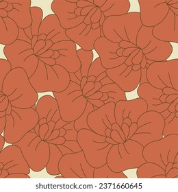 Groovy retro flower seamless pattern. Suitable for backgrounds, wallpapers, fabrics, textiles, wrapping papers, printed materials, and many more.