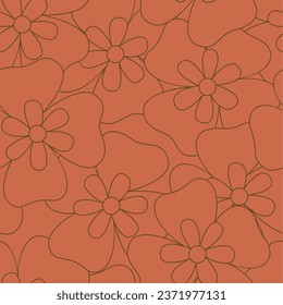 Groovy retro flower seamless pattern. Suitable for backgrounds, wallpapers, fabrics, textiles, wrapping papers, printed materials, and many more.
