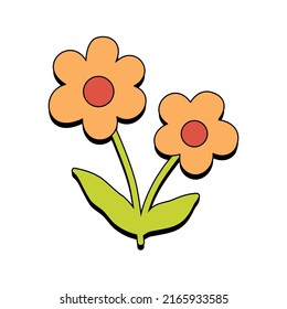 Groovy retro flower sticker. Vector flower daisy isolated on white background