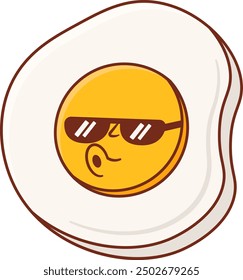 Groovy Retro Fried Eggs Character Illustration