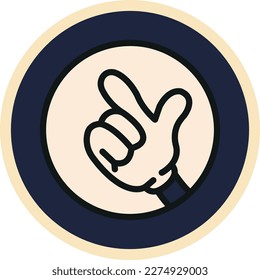 Groovy retro hand icon in 70s style. Vector illustration.