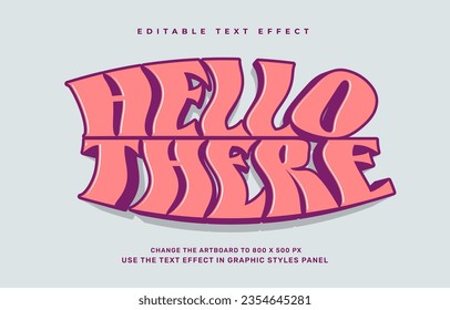 Groovy retro hello editable text effect template