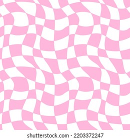 Groovy retro hippie seamless pattern checkerboard for print design. Vintage background