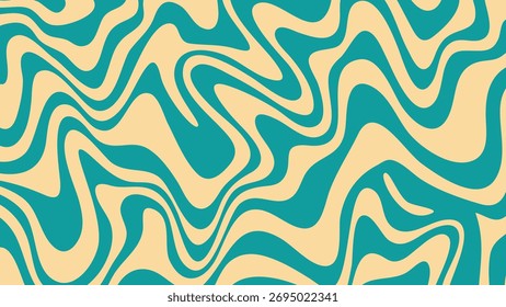 Groovy Retro Liquid Abstract Pattern. Psychedelic wavy background with a fluid marble swirl design in a vintage 70s style, perfect for trendy wallpapers and vibrant branding.Colorful trendy blob shape