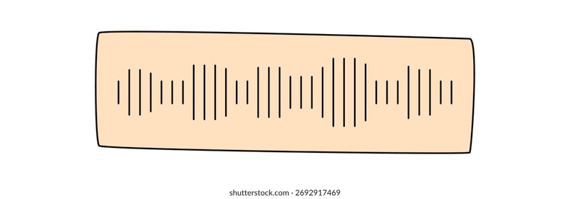 Groovy retro music player UI wave in flat rectangle form. Groovy element with audio sound and wave in y2k style, cool modern graphic for trendy applications and vintage user interface.