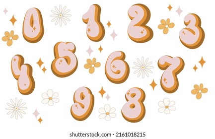 Groovy retro number 0-9 with sparkle