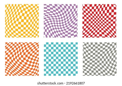 Groovy retro pattern background in psychedelic checkered backdrop style. A chessboard in a minimalist abstract design with a 60s 70s aesthetic vibe. hippie style y2k. funky print vector illustration.