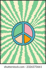 Groovy retro poster. Hippie style background. Groovy vibes. 60s and 70s style. Psychedelic funky abstract. Groovy poster template. Nostalgia for the 70s.