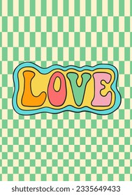 Groovy retro poster. Hippie style background. Groovy love. 60s and 70s style. Psychedelic funky abstract. Groovy poster template. Nostalgia for the 70s.