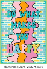 Groovy retro poster. Hippie style background. Groovy rainbow. 60s and 70s style. Psychedelic funky abstract. Groovy poster template. Nostalgia for the 70s.