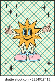Groovy retro poster. Hippie style background. Groovy star. 60s and 70s style. Psychedelic funky abstract. Groovy poster template. Nostalgia for the 70s.