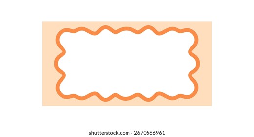 Groovy retro rectangle frame with funky wavy outline forms a playful border. Wavy rectangle shape and outline blend with y2k aesthetic, providing a cool background and unique retro graphic accent.