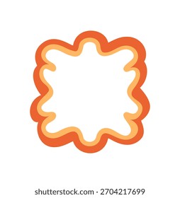 Marco de rectángulo retro groovy con borde de vieira y forma de doodle ondulado. Fondo gráfico juguetón y2k en naranja, arte abstracto con estilo para el uso creativo de moda.