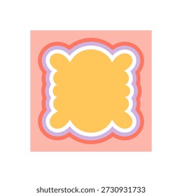 Marco de borde de rectángulo de vieira retro Groovy con borde ondulado se erige como un elemento de moda y2k. Fondo para el Diseño gráfico, arte pop moderno, o proyectos vintage frescos en colores amarillos y melocotón.