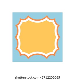 Groovy retro scallop rectangle frame in yellow with bold outline. Fun border shape and aesthetic background give y2k graphic charm. Modern accent for trendy and creative visuals.