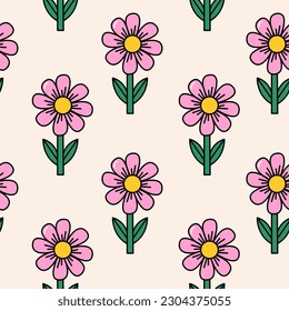 Groovy retro seamless pattern. Background 90s style. Nostalgic retro pattern. Psychedelic and trippy texture