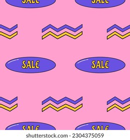 Groovy retro seamless pattern. Background 90s style. Nostalgic retro pattern. Psychedelic and trippy texture