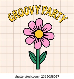 Groovy retro set of cards and patterns. Vector illustrations 90s style. Nostalgic vibes. Back to 90s illustrations