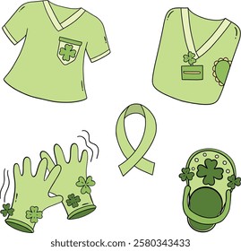 Groovy Retro St. Patrick’s Day Nurse - A fun, retro-style illustration of a nurse celebrating St. Patrick's Day.