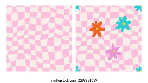 Groovy retro summer seamless pattern print set