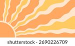 Groovy retro sun burst pattern background with orange and yellow burst in horizontal format. sun and ray design merges sunshine y2k in an abstract, vibrant style ideal for creative backgrounds or