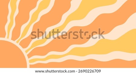 Groovy retro sun burst pattern background with orange and yellow burst in horizontal format. sun and ray design merges sunshine y2k in an abstract, vibrant style ideal for creative backgrounds or
