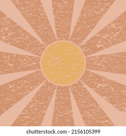 Groovy retro sunshine poster Groovy sun pastel background, wall art Vintage retro 70s print. Groovy striped background rays on center. Sunburst sunburst vintage background. Pastel vector illustration.