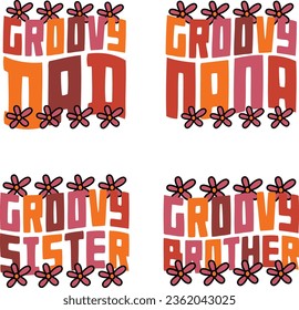 groovy retro svg design bundle and eps file