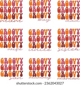 groovy retro svg design bundle and eps file