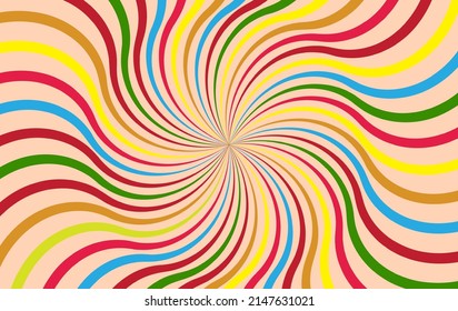 Groovy retro swirl burst, summer and carnival background