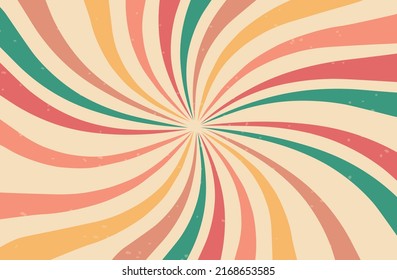 Groovy retro swirl burst, summer and carnival background.