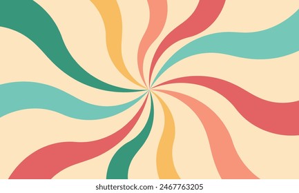 Groovy retro swirl burst, summer and carnival background