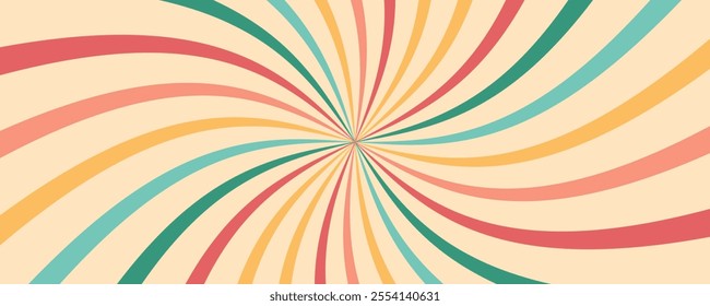 Groovy retro swirl burst, summer and carnival background. eps 10