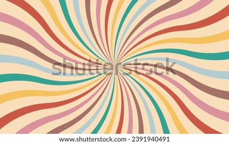 Groovy retro swirl burst, summer and carnival background. Vector illustration [[stock_photo]] © 